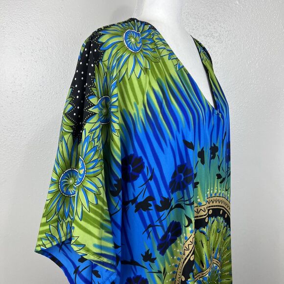 Sante Classics Mumu Dress Women One Size Green Embellished Maxi Lounge Bedroom - Picture 10 of 12